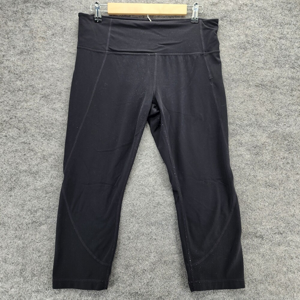 Athleta Leggings Womens Large Black Mid Rise 32x20" Capri